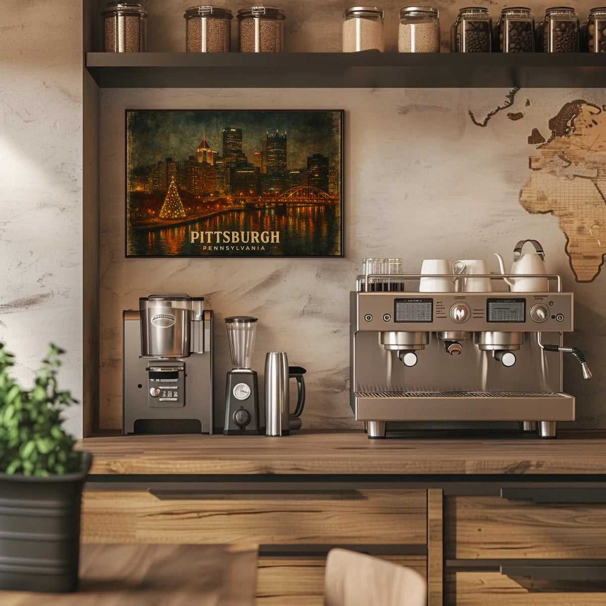 Pittsburgh Skyline at Night Poster