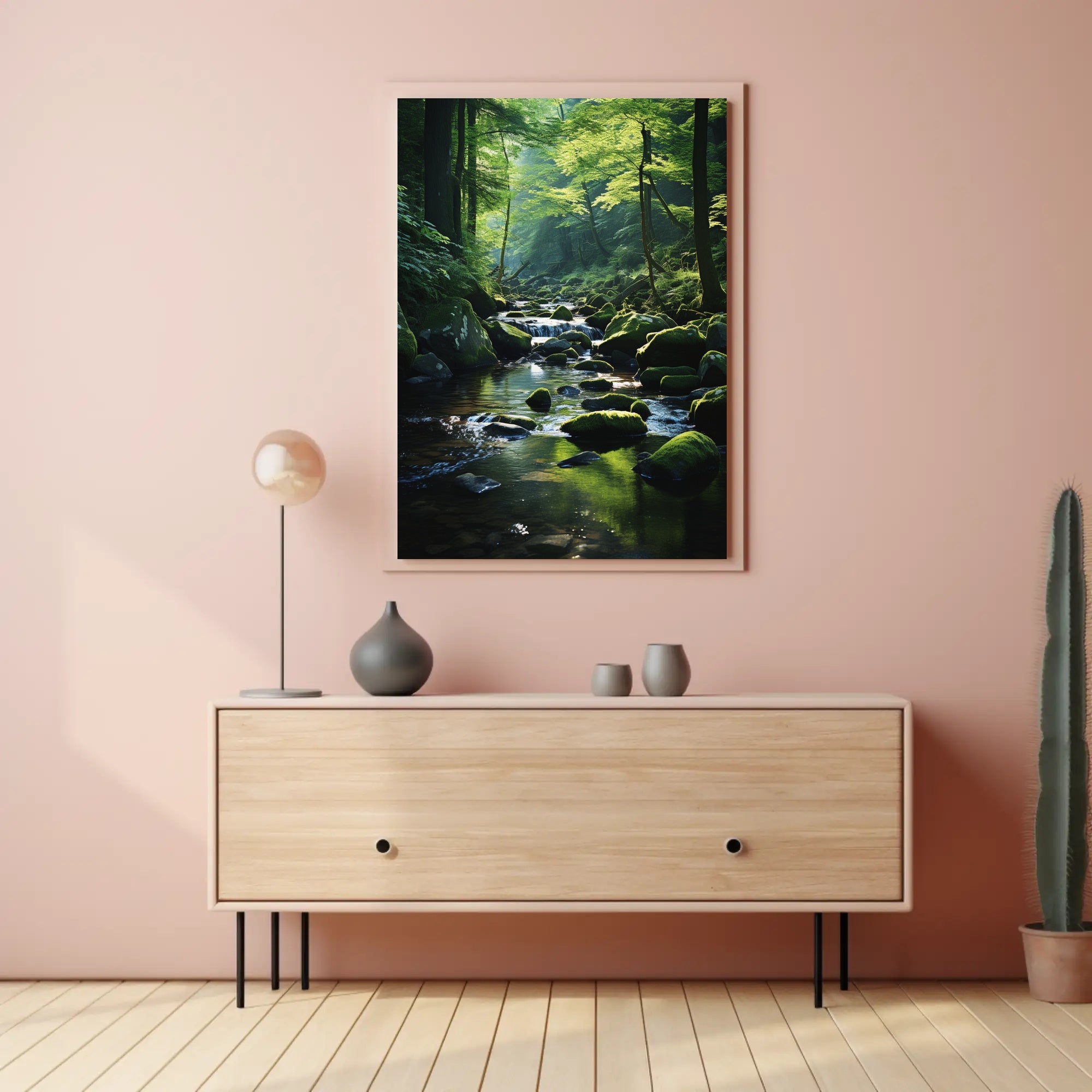 Serene Forest Stream Scene in National Park Poster