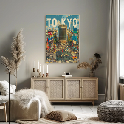 Tokyo Shibuya Crossing Urban Life Travel Poster