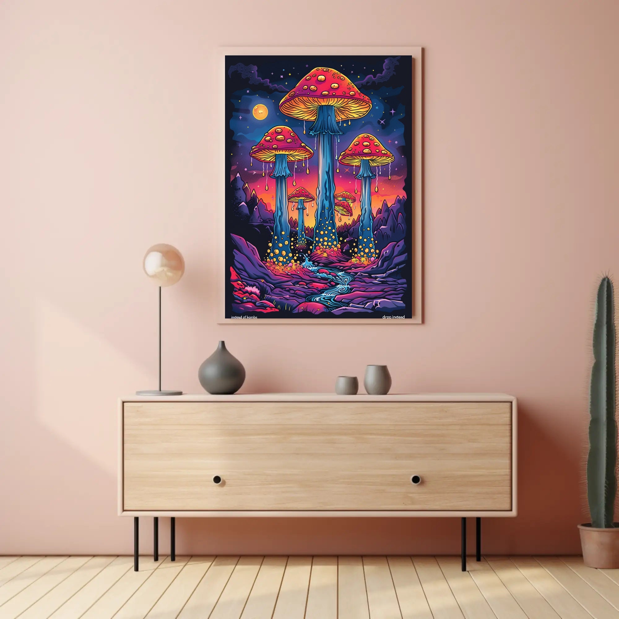 Enchanted Mushroom Landscape Art Print Poster for Home Decor and Nature Lovers PosterGoat