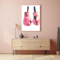 Pink Boxing Gloves Poster Decorative Sports Wall Art