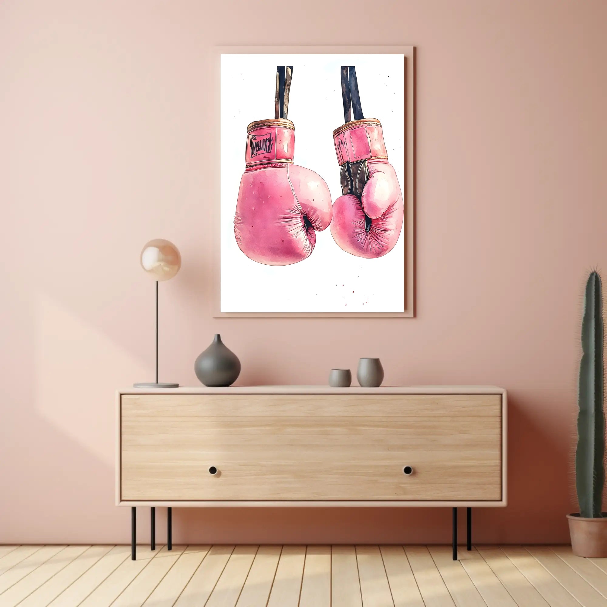 Pink Boxing Gloves Poster Decorative Sports Wall Art