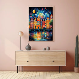 Vibrant Cityscape Reflections Poster