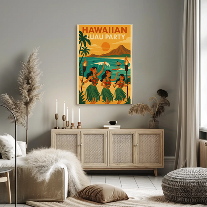 Hawaiian Luau Party Beach Dancers Poster Poster