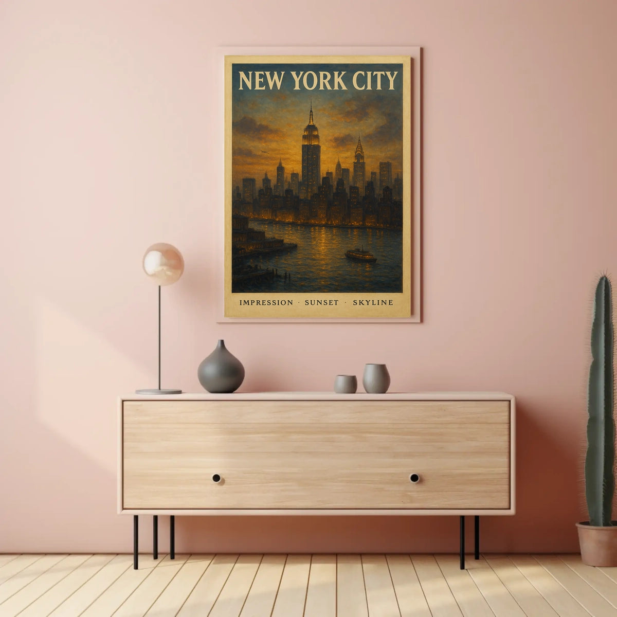 New York City Skyline at Sunset Poster