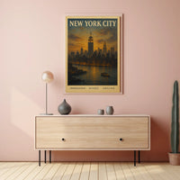 New York City Skyline at Sunset Poster