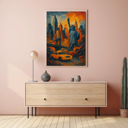 New York City Skyline Poster Modern Travel Wall Art