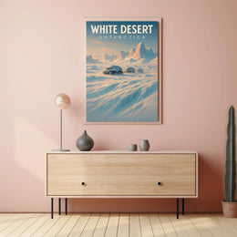 White Desert Futuristic Sci-Fi Travel Poster