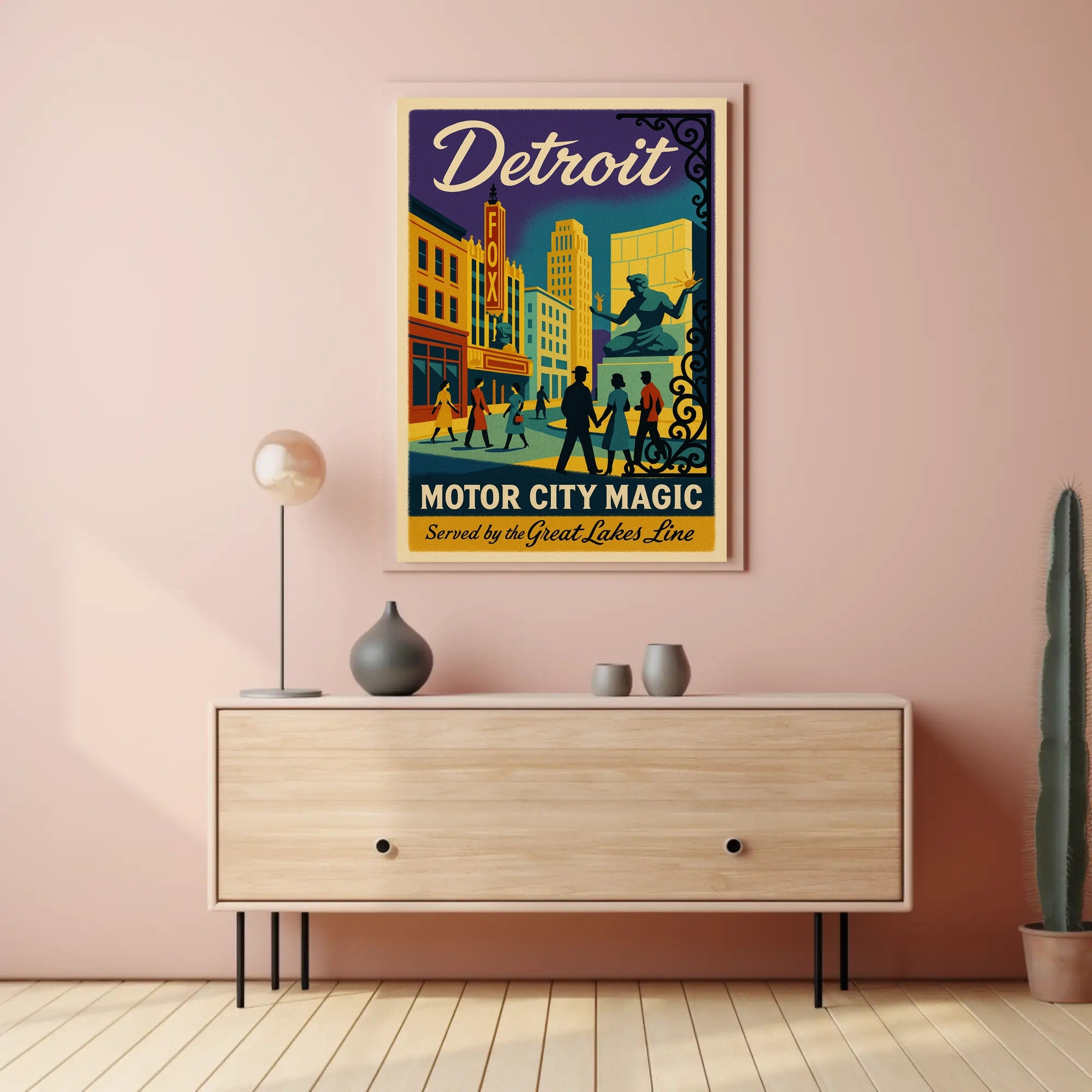 Motor City Magic: Vibrant Detroit Travel Poster