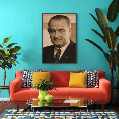 Lyndon Johnson 36th President Sepia Photo
