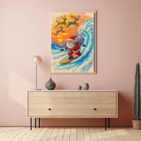 Santa Surfing Festive Tropical Holiday Poster