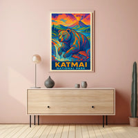 Artistic Katmai Bear: Katmai National Park Travel Poster