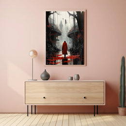The Red Cloak In A Dystopian Realm Poster