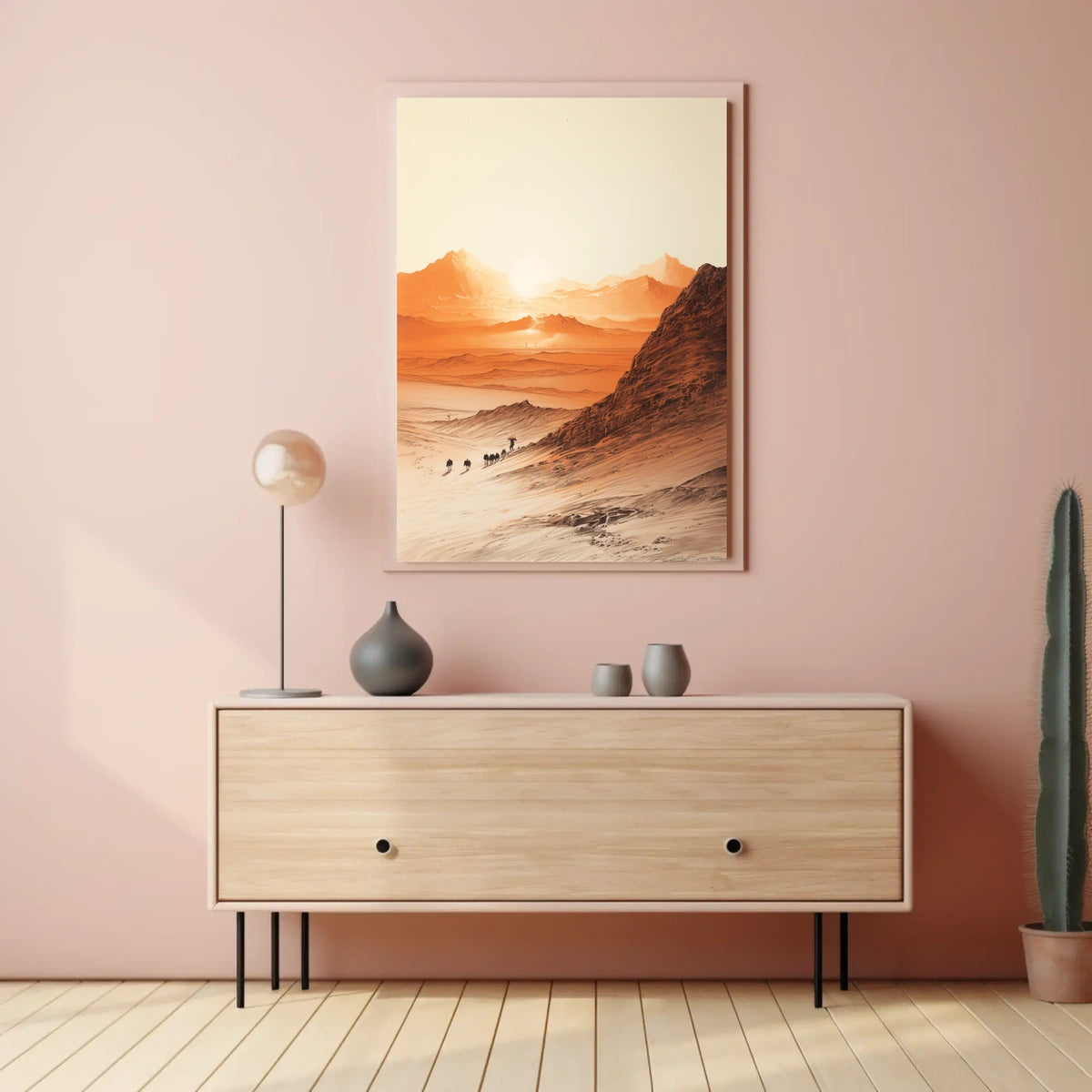 Arid Desert Sunrise Trek Travel Poster