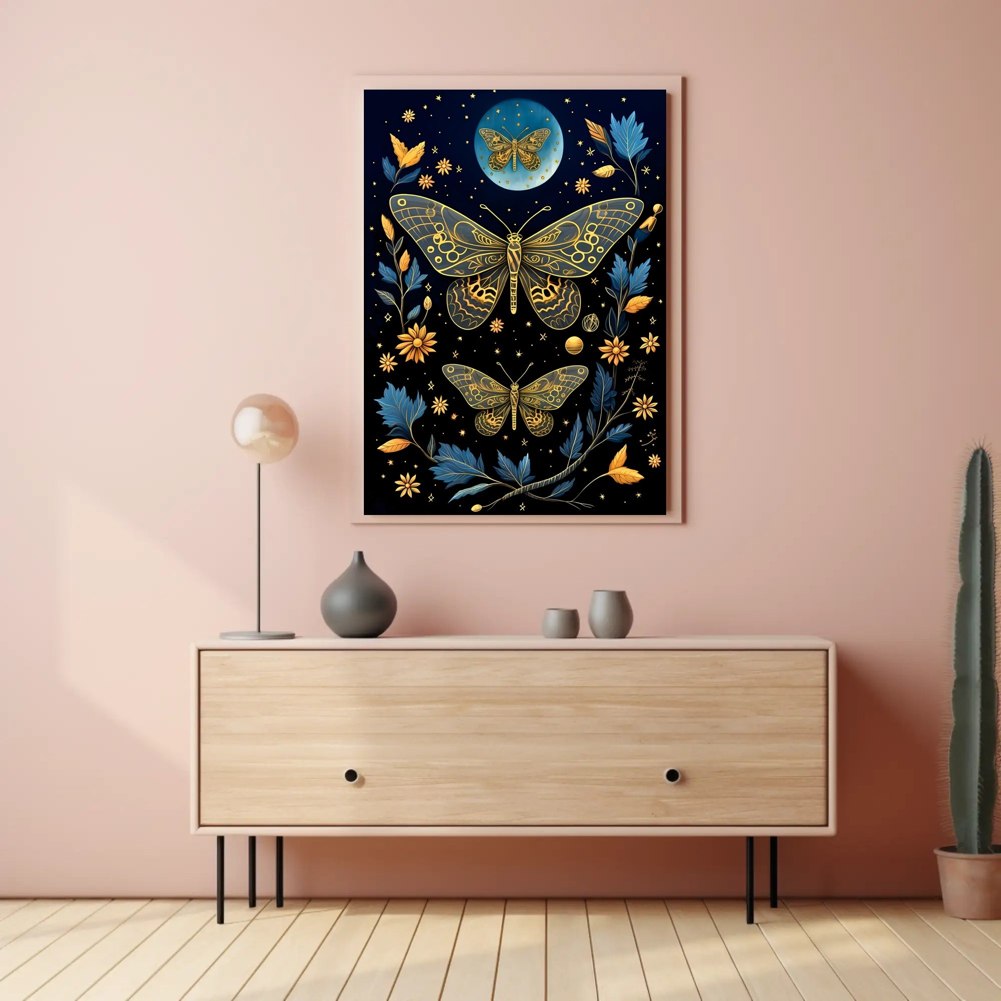 Ethereal Moths in Nature-Inspired Artistic Poster