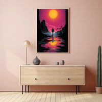 Vivid Sunset Dramatic Silhouette Art Poster - Artistic Poster