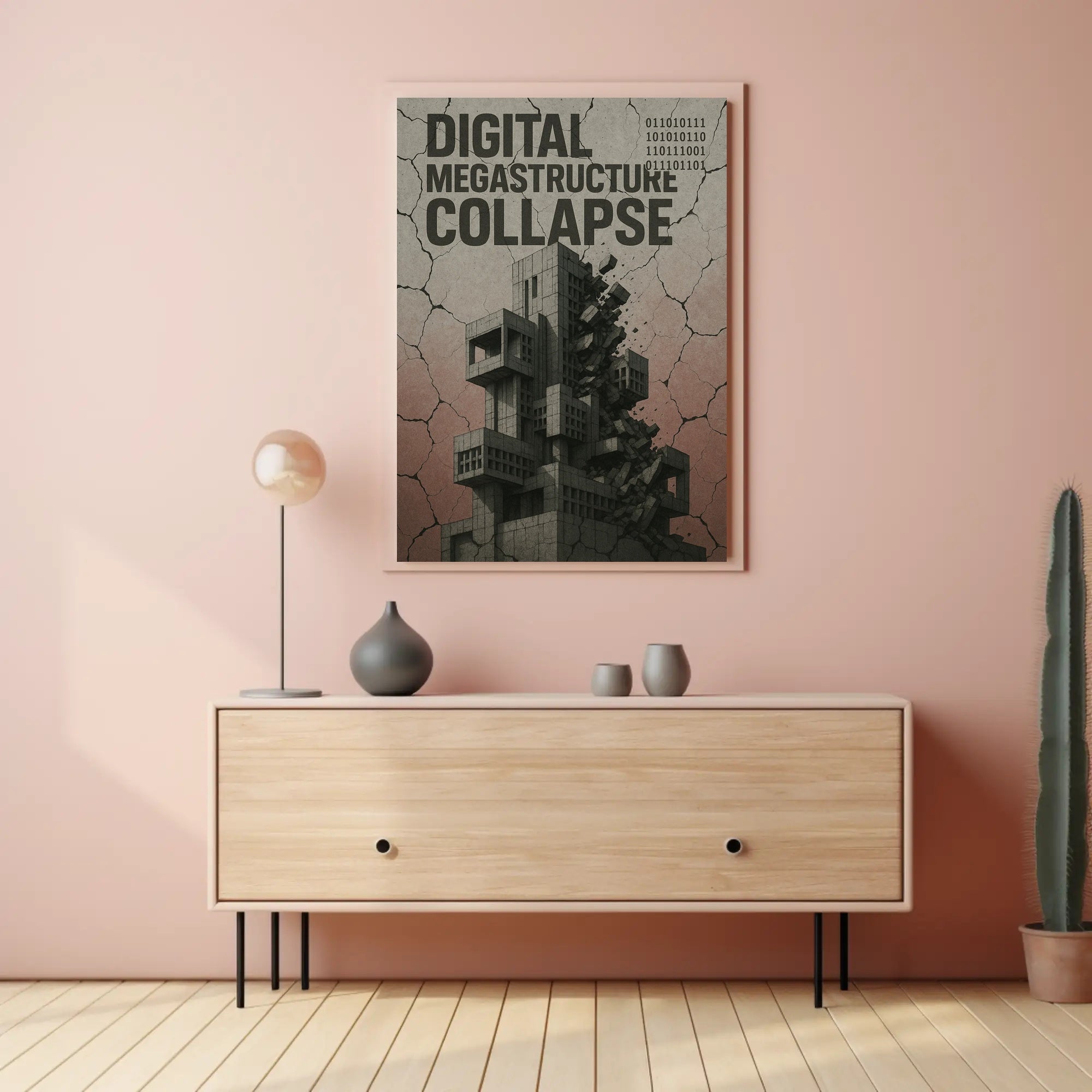 Digital Megastructure Collapse Futuristic Sci-Fi Poster