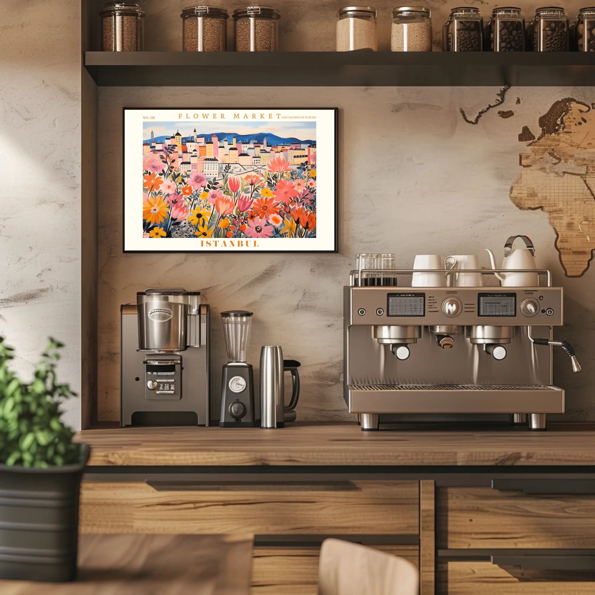Istanbul Cityscape with Flowers - Urban or Cityscape Poster