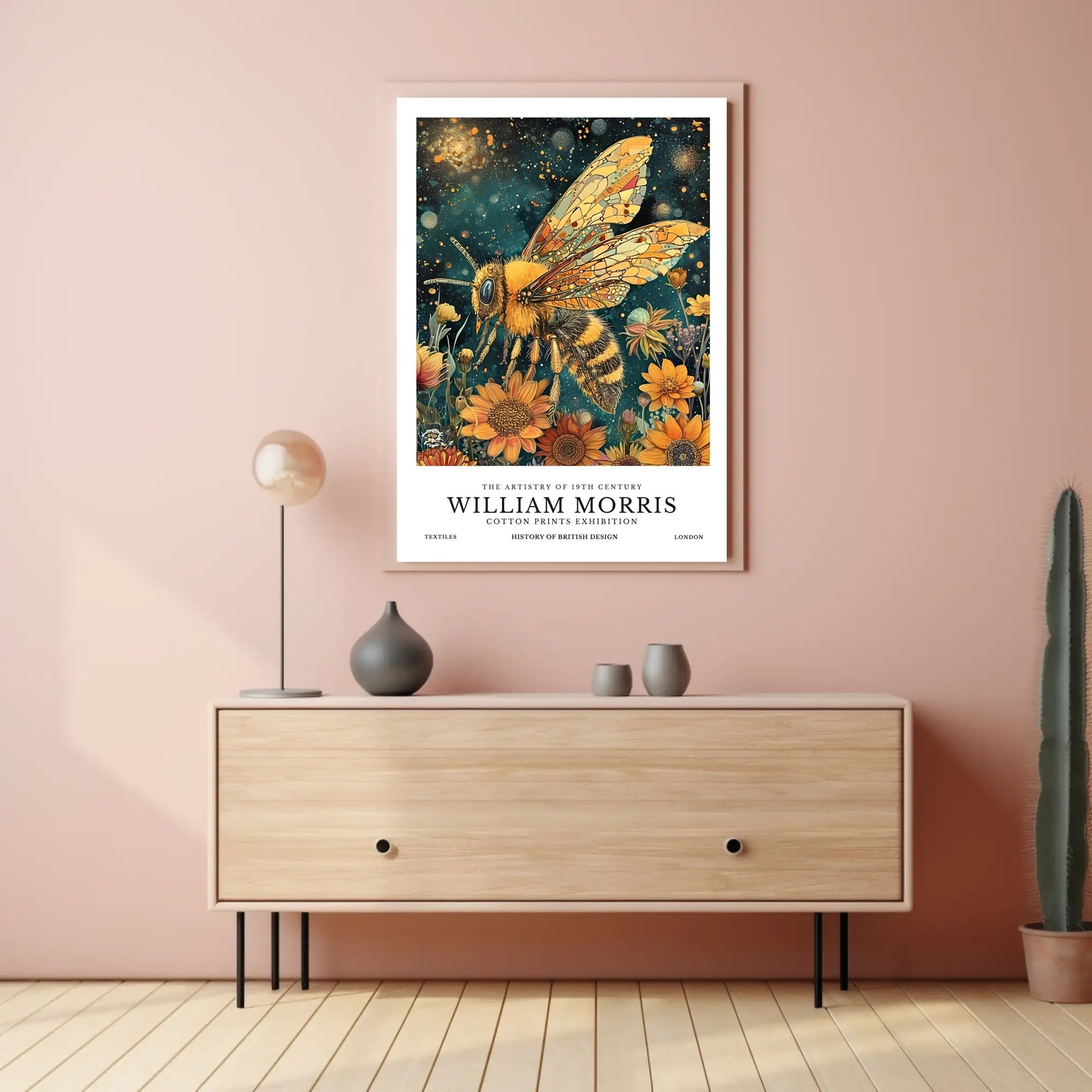 Vibrant Bee and Sunflower Cosmic Artistry Poster