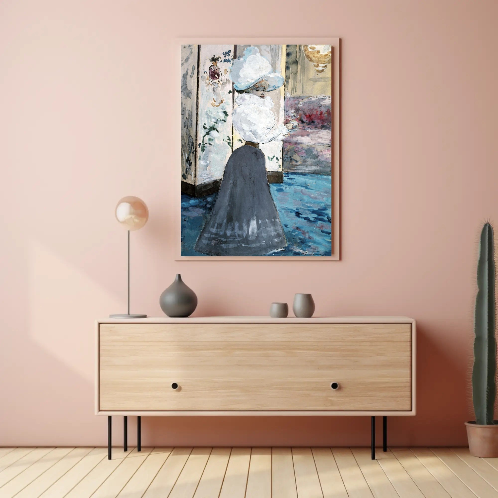 Victorian Elegance: Woman with Feathered Hat Artistic Poster