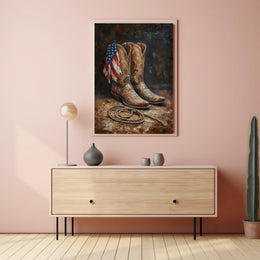 Vintage Worn Pair Of Cowboy Boots Still Life Poster