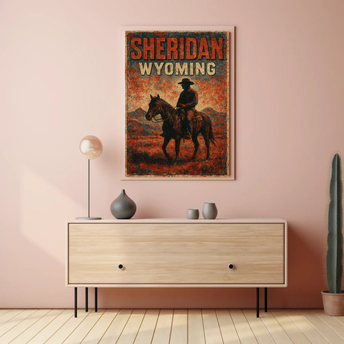 Sheridan Wyoming Cowboy Ride Vintage Travel Poster