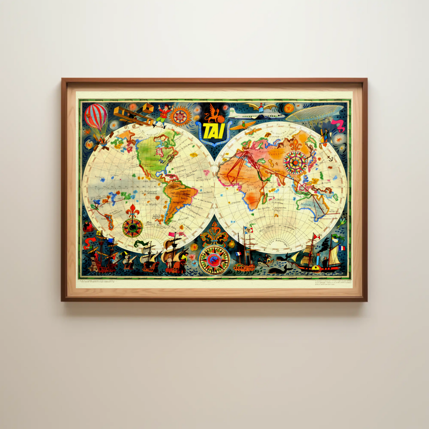 Vintage World Travel Map Poster