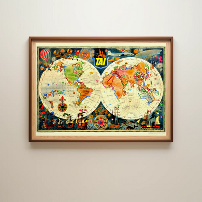 Vintage World Travel Map Poster