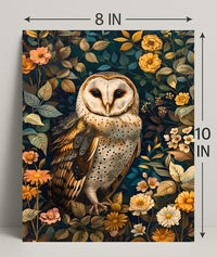 Barn Owl Enchantment in Bloom: Animal Poster