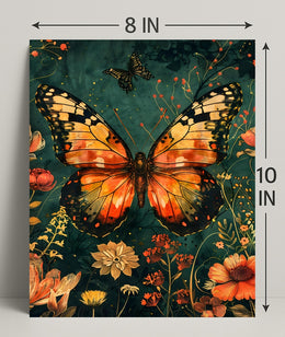 Butterfly and Botanical Garden Scene Animal Poster