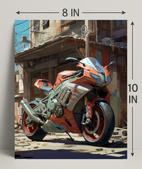 Urban Motorcycle Art Poster PosterGoat