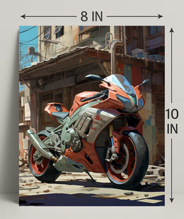 Urban Motorcycle Art Poster PosterGoat