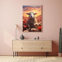 Sheep in Bloom: Serene Animal Poster