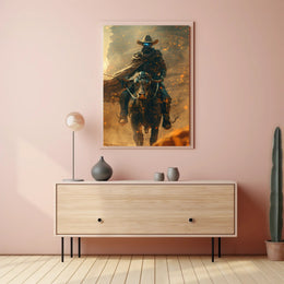 Futuristic Wild West Steampunk Adventure Art Poster PosterGoat