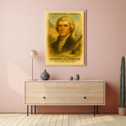 Thomas Jefferson 3rd President of the United States Vintage Watercolor Poster