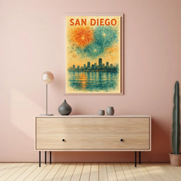 San Diego Skyline Celebration Poster