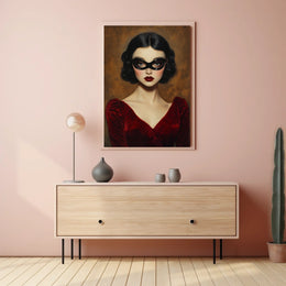 Woman in Red Dress Vintage Elegant Mysterious Poster