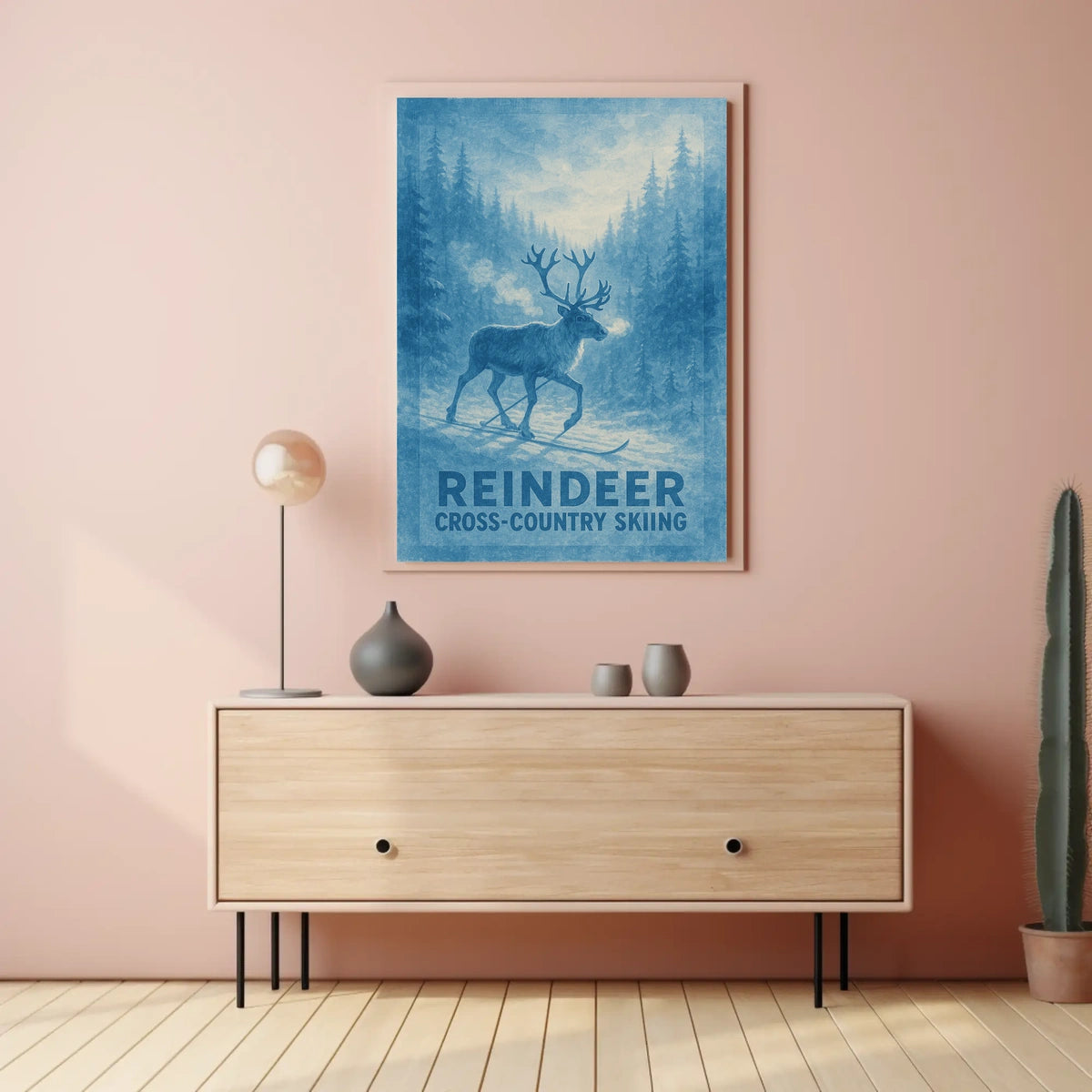 Reindeer Cross-Country Skiing Poster