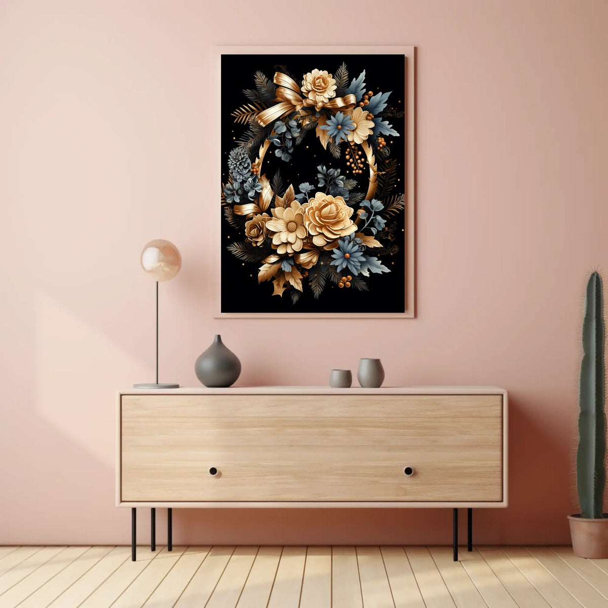 Luxurious Floral Wreath Artwork Print - Abstract or Artistic Poster