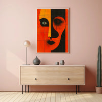 Abstract Portrait Poster Orange Black Modern Art