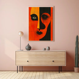Abstract Portrait Poster Orange Black Modern Art