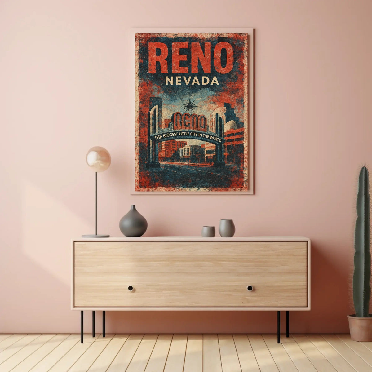 Reno Nevada Nostalgic Travel Vintage Americana Poster
