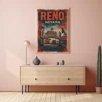 Reno Nevada Nostalgic Travel Vintage Americana Poster