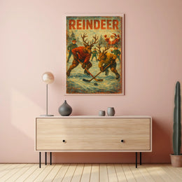 Reindeer Hockey Poster