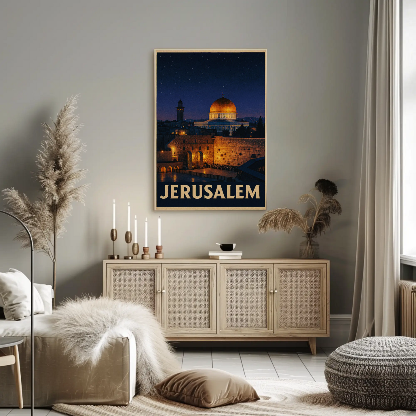 Jerusalem Dome Western Wall Night Sky Poster Poster