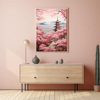 Serene Japanese Landscape with Blossoms Cultural Heritage Poster