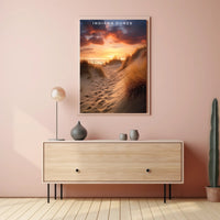 Indiana Dunes Sunset Poster Vintage Travel Wall Art