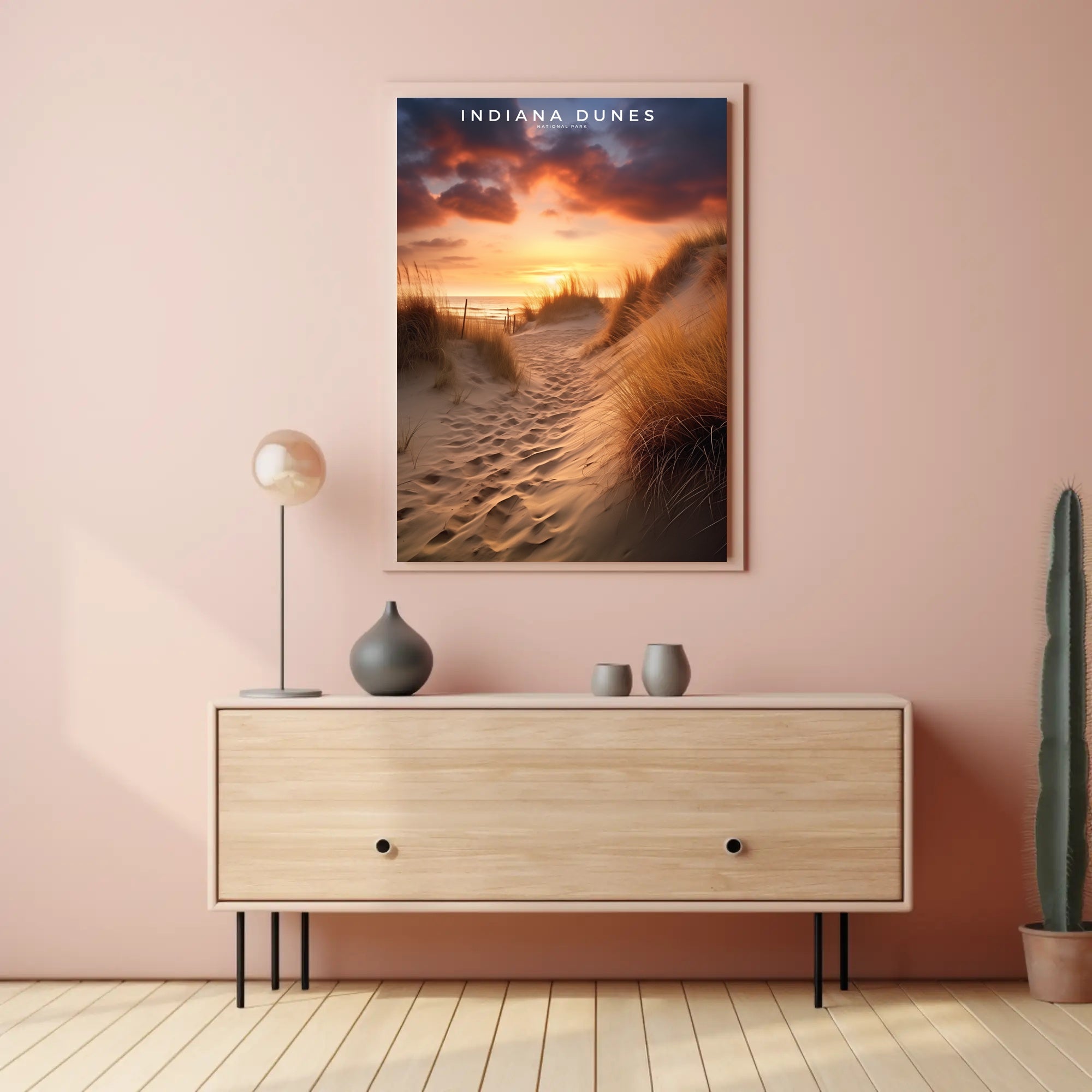 Indiana Dunes Sunset Poster Vintage Travel Wall Art