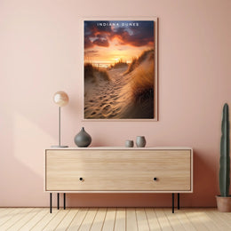 Indiana Dunes Sunset Poster Vintage Travel Wall Art