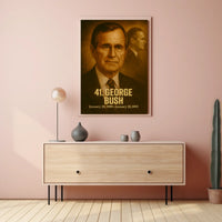 George H W Bush Poster Vintage Presidential Portrait Wall Art Analog Film Aesthetic Historical Print